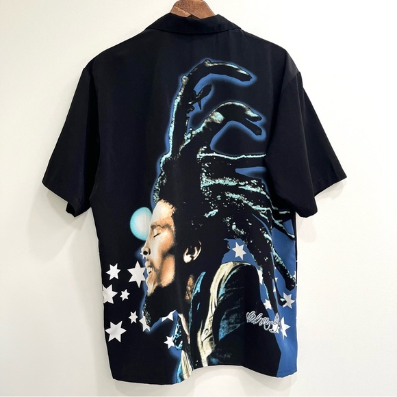 Vintage Bob Marley Dragonfly Hard Rock Cafe Myrtle Beach Button Up Shirt Mens L - Picture 2 of 9